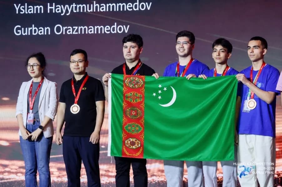 "Students from Turkmenistan secured 3rd place at the Huawei ICT Competition 2025–2026 Global Final."