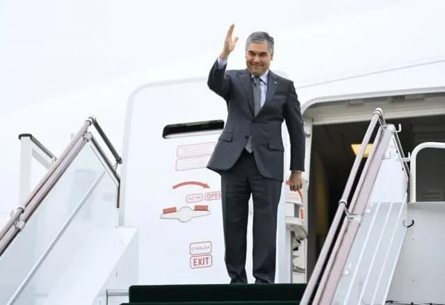 Gurbanguly Berdimuhamedov has arrived in the Netherlands to attend the Akhalteke Horse Beauty Contest